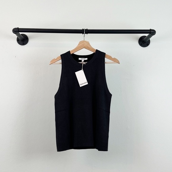 NWT Splendid Isla Reversible Black/Grey Sleeveless Sweater Tank Cashmere Blend - Picture 3 of 6